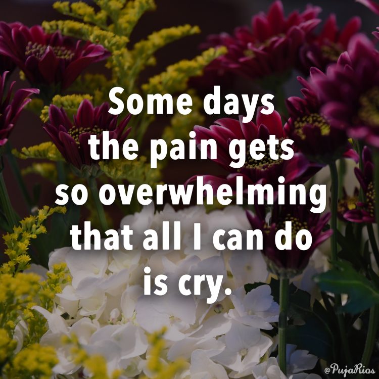 'some days the pain gets so overwhelming that all I can do is cry'