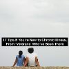 Couple sitting together at beach with text 17 tips if youre new to chronic illness from veterans whove been there