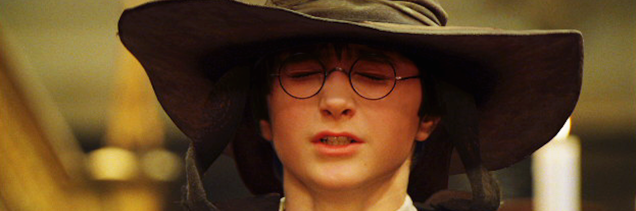 Harry Potter under a shorting hat