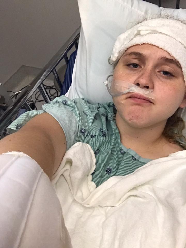 selfie of a young woman in the hospital