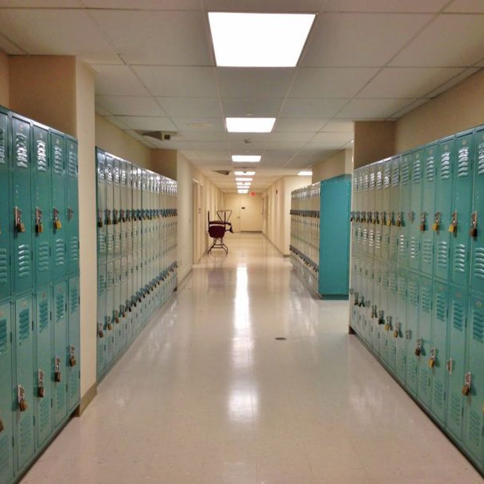 school hallway of lockers