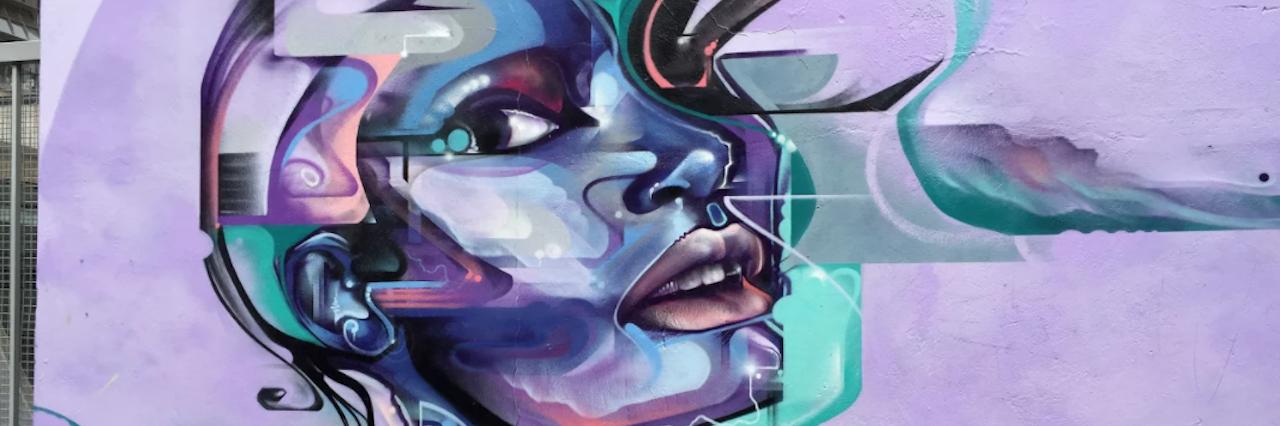 Not Having a Choice to Be Put on a List for a Heart Transplant graffiti on a wall of a woman's head