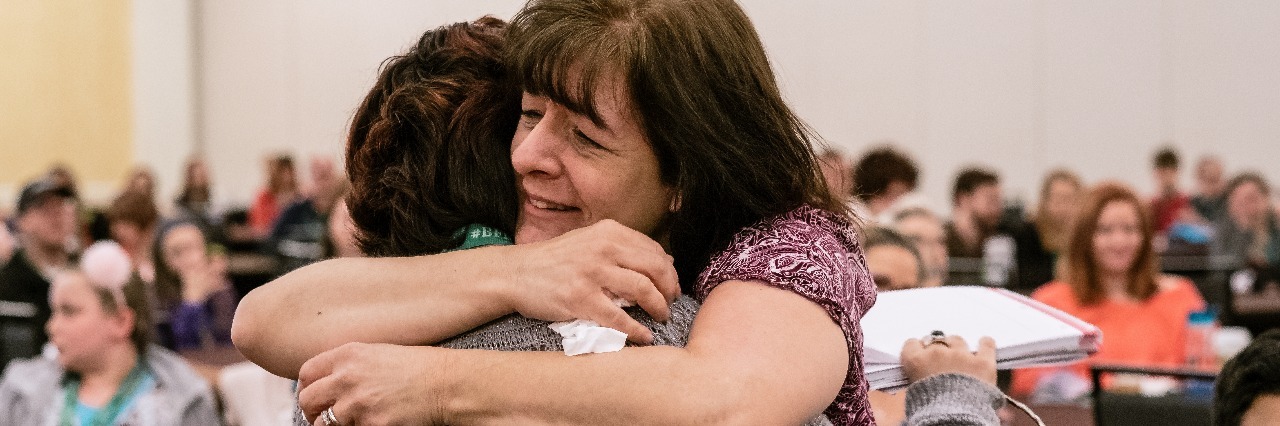 The Connection I Have With My Mom Because of My Trichotillomania Embracing in tears, after I gave my speech at the 2017 TLC Conference - mother and daughter embracing in tears