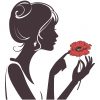 Beautiful girl Silhouette with colorful poppy.