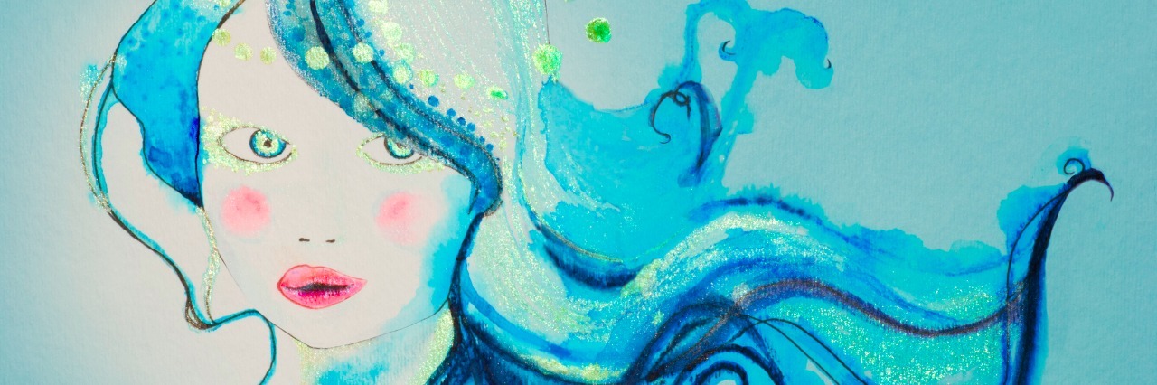 Depression and Anxiety Make Maintaining Friendships Hard whimsical in blue, Painting done by photographer