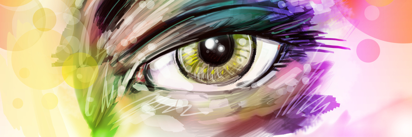 colorful illustration of a woman's eye