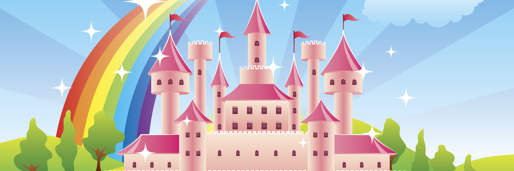 Growing Up and Confronting Reality of Juvenile Idiopathic Arthritis cartoon pink castle in a fairytale world