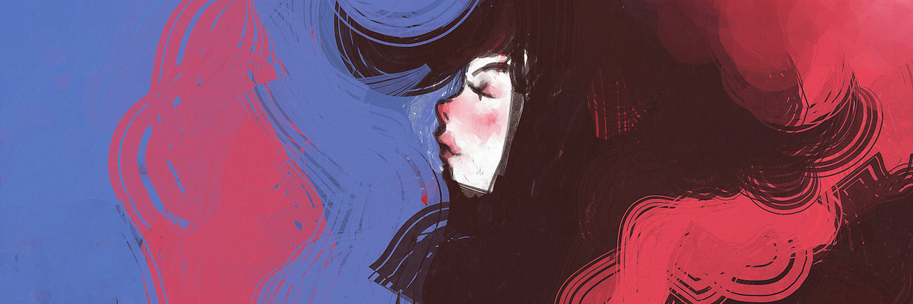 How Being in an Abusive Relationship Affected My Mental Health paining of a woman's face hidden in color