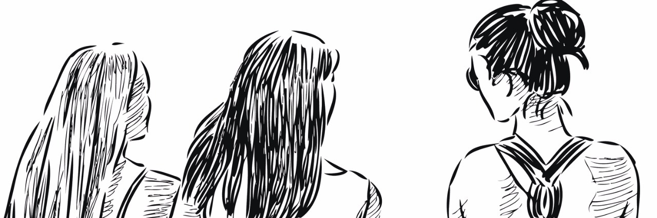 Why Amazing Friends Are a Gift to Those of Us With Chronic Illnesses Three young girls walking together, sketched.