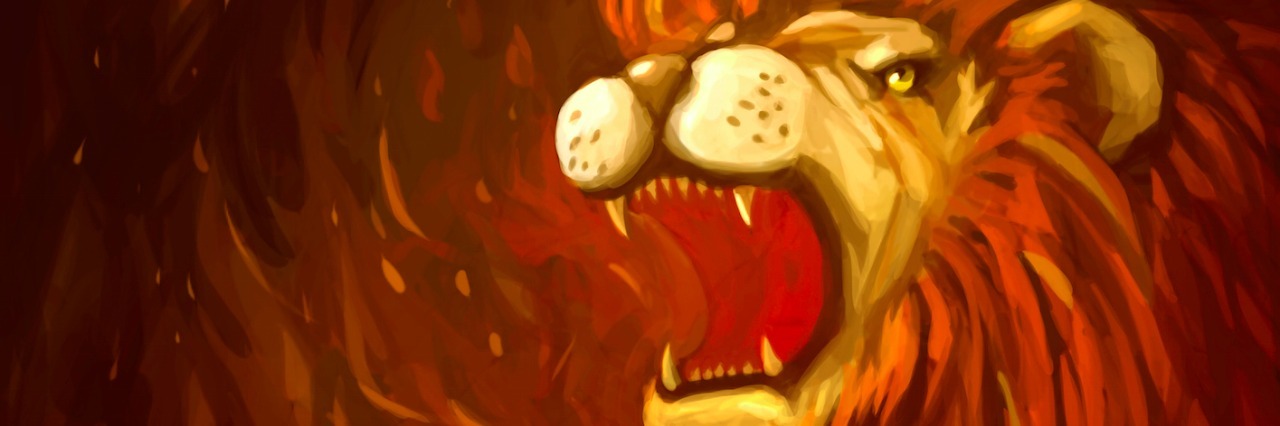 The Exhaustion and Physical Pain That Comes After My Anxiety Illustration of lion roaring with flames in the background