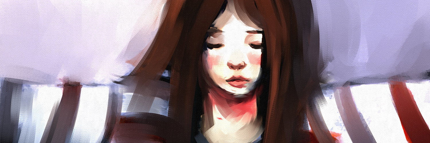 A Letter to the Person Contemplating Suicide Right Now digital painting portrait of beautiful girl in striped robe, oil on canvas texture