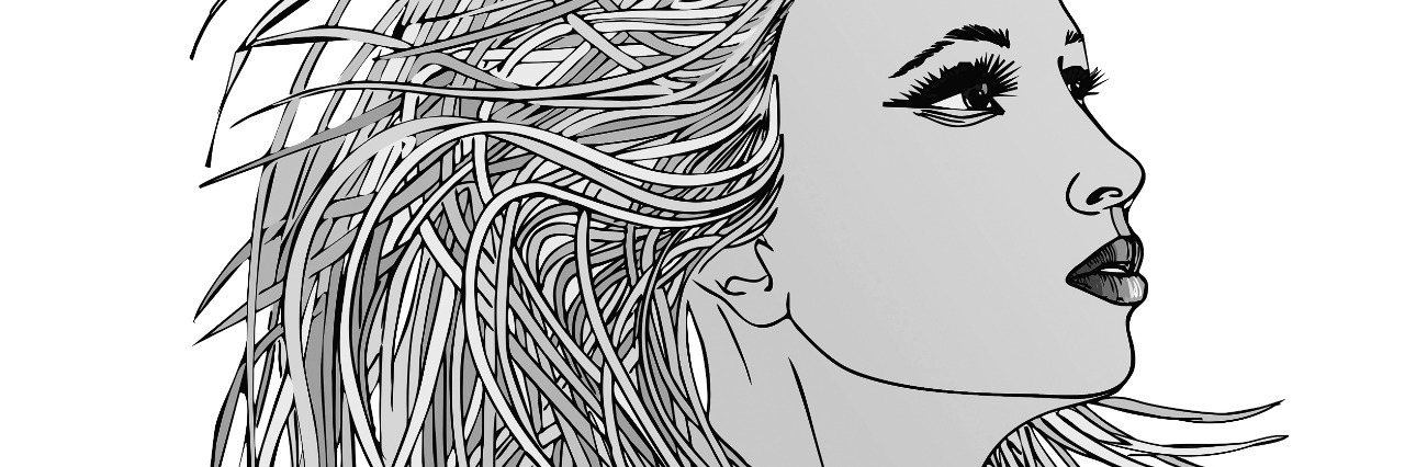 My Experiences With POTS, Defining the Complex Disorder drawing of woman with long, waving hair