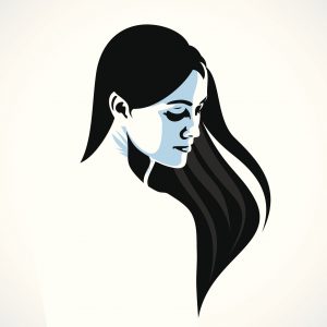 illustration of woman looking over her shoulder