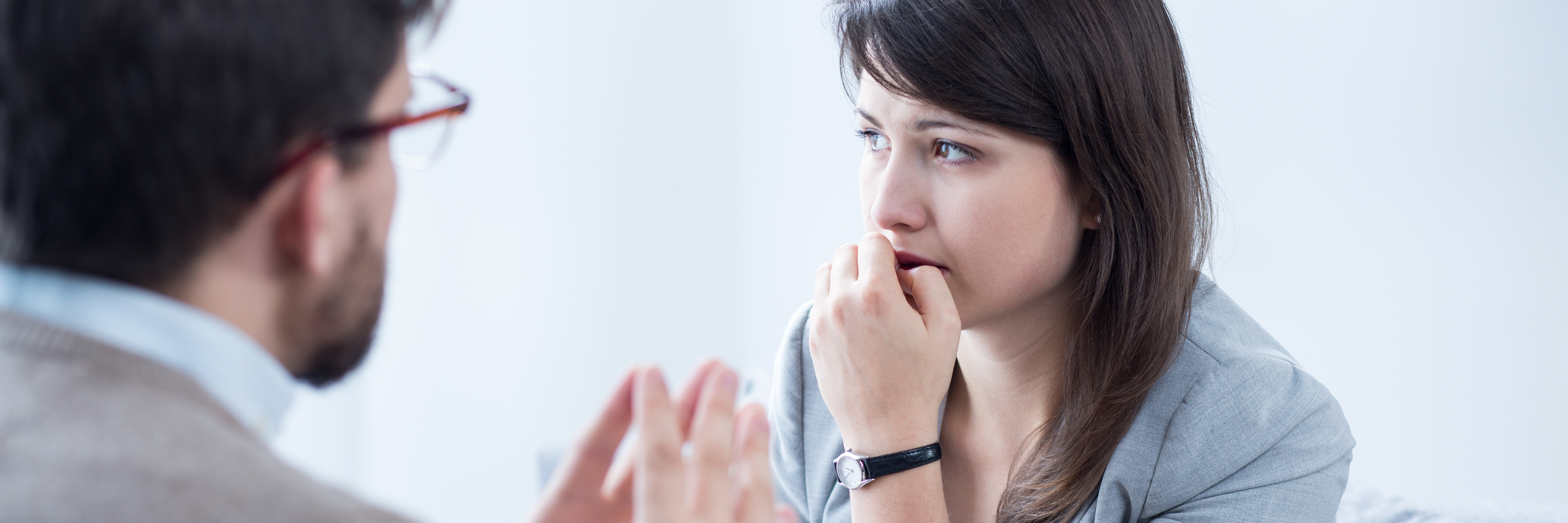 Social Anxiety Strikes: An Apology to the Lady at the Doctor's Surgery woman biting her nails during appointment with doctor or therapist