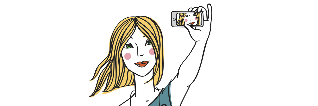 Why I Posted a Selfie During the Multiple Sclerosis Week of Awareness Illustration of a woman taking a selfie.