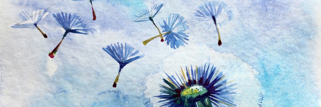 I Have a Chronic Illness, and I Don't Think I Need Hope Watercolor summer dandelion on a blue background water colored.