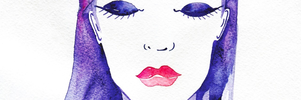 To Those Who Are Too Comfortable With the 'Old' and 'Sick' Me Water colored woman with purple hair.