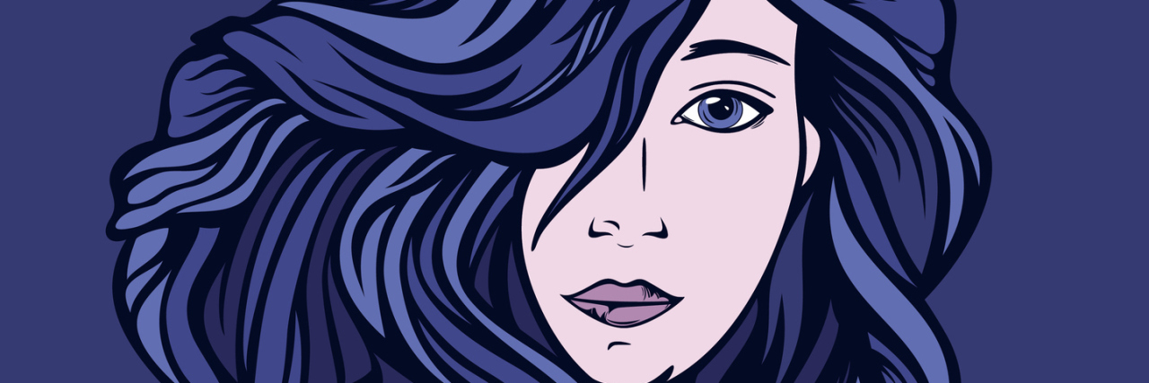 The Reality of Living With Treatment-Resistant Depression beautiful queen with long gorgeous hair - shades of blue art nouveau style vector design