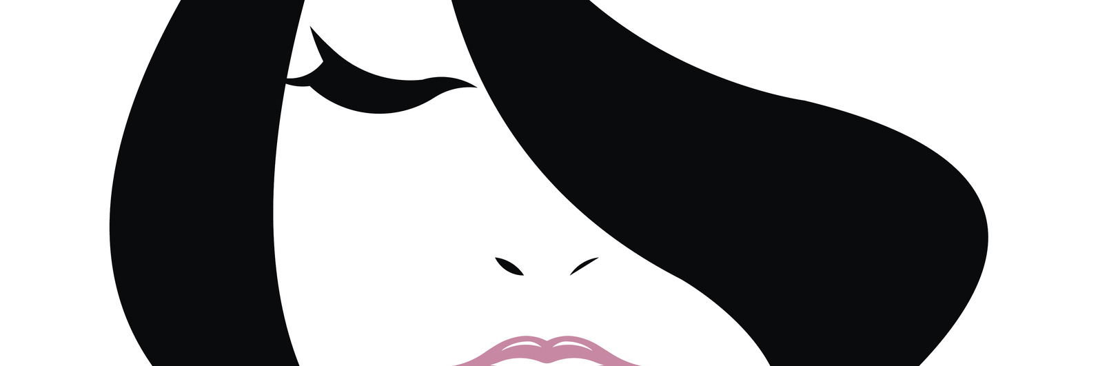 short hair style icon, logo women face on white background, vector