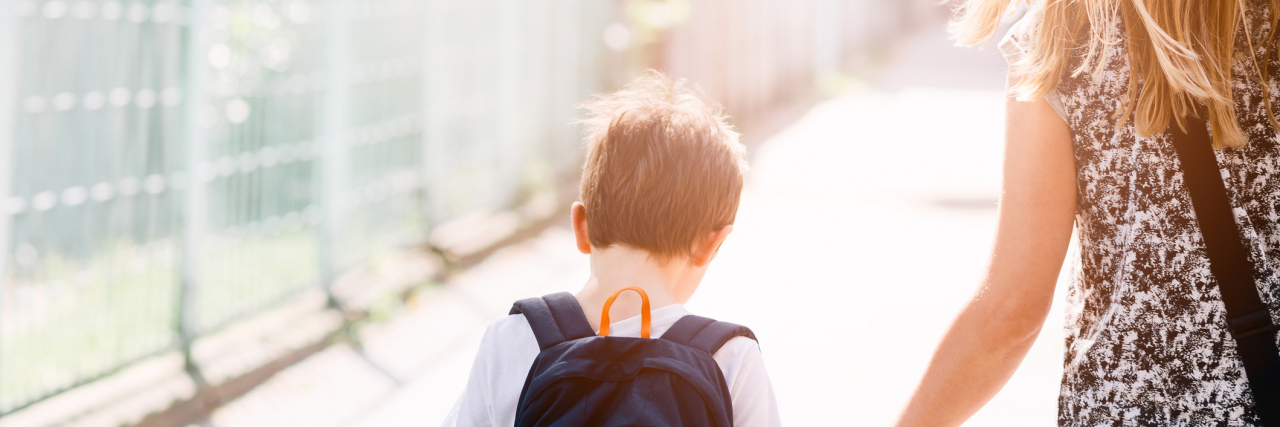 A Letter to My Little One, From Your Mother With Bipolar Disorder Little 7 years old boy going to school with his mother