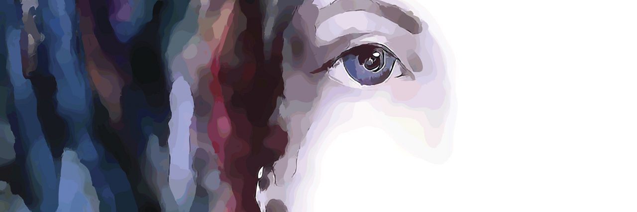 Why Anxiety Is Not My Identity Inside view, Illustration for book, eye, sea waves, the void and the hope.