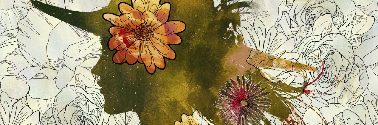 Getting Diagnosed With and Accepting Inappropriate Sinus Tachycardia double exposure of woman with hat and colorful flowers