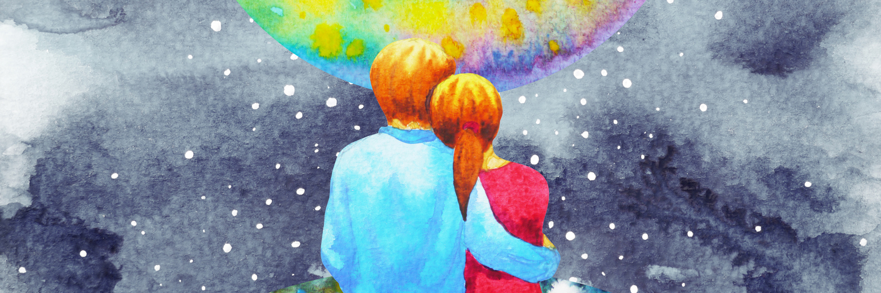 A Message for Husbands Who Stand by Their Wives With Mental Illness lovers couple sweet in the universe watercolor painting hand drawn