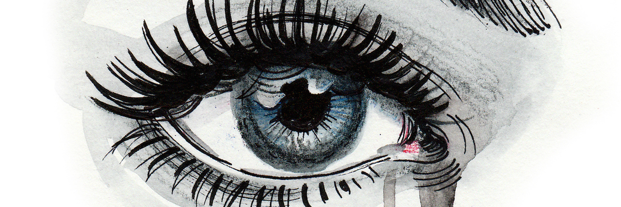 To Those Struggling With Depression, You Are Not Alone Watercolor sketch of a beautiful crying female eye