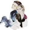 Hand drawn young couple friendship, watercolor illustration