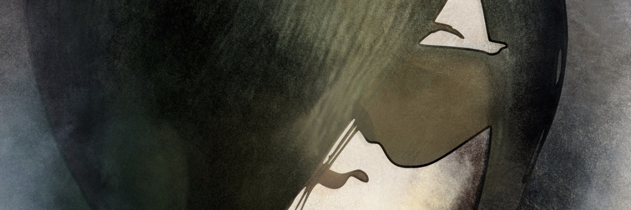 Going Through a Hidradenitis Suppurativa Flare-Up drawing of a woman's face partially covered by her hair and wearing sunglasses