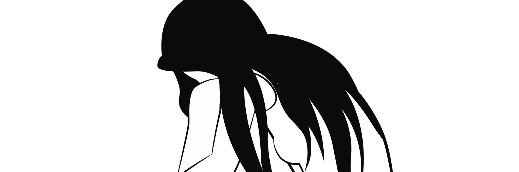 Vector illustration drawing in ink sketching style, lonely woman, sad and depression, sitting alone.