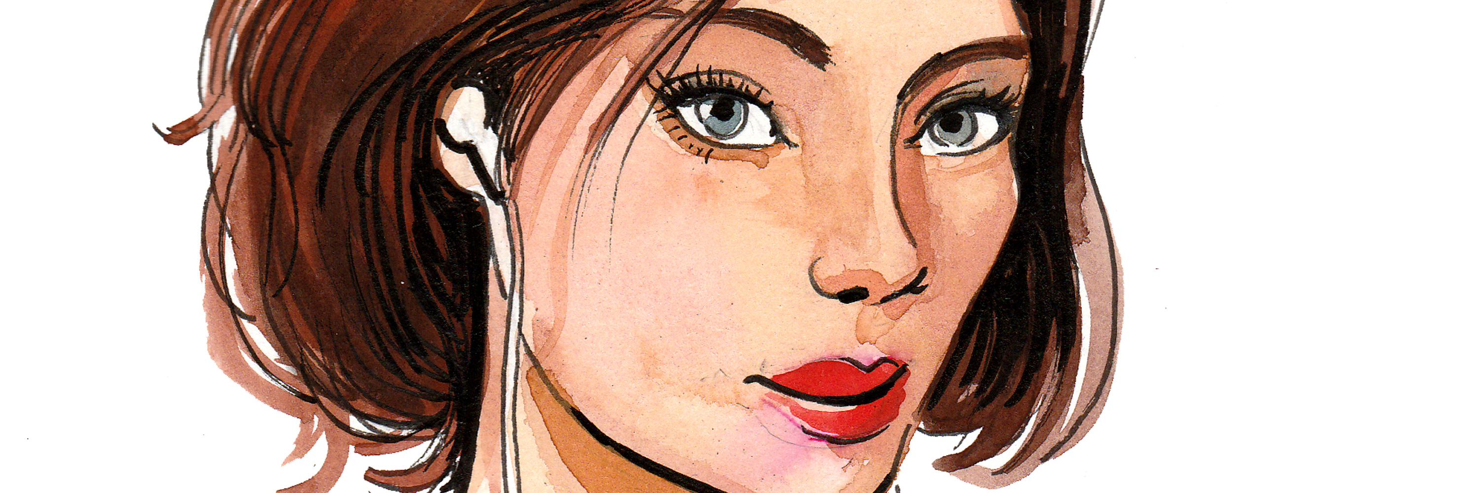 What to Remind Yourself on Days When Depression 'Wins Out' Watercolor sketch of a pretty woman holding a smartphone