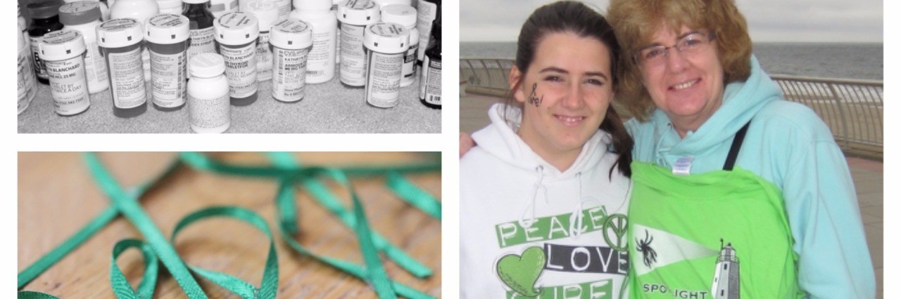 What I've Learned From Having Lyme Disease collage of pictures including a woman raising awareness for lyme disease and her medications