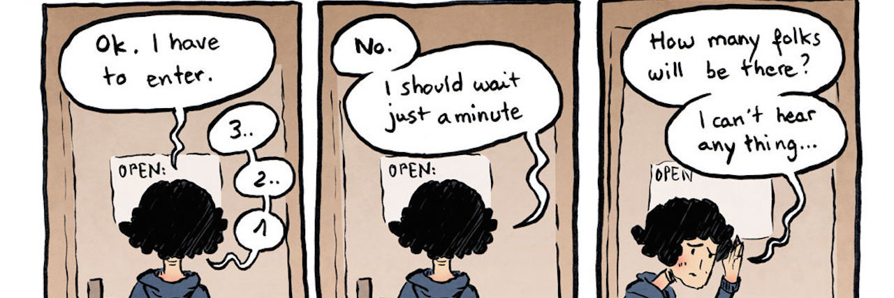 A Comic That Illustrates the Racing Thoughts of Social Anxiety social anxiety comic