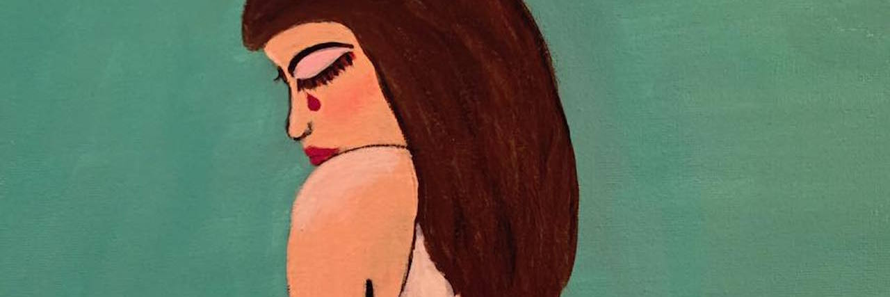 Gastroparesis: Mother Asks Daughter's Teachers for More Understanding painting of a woman crying