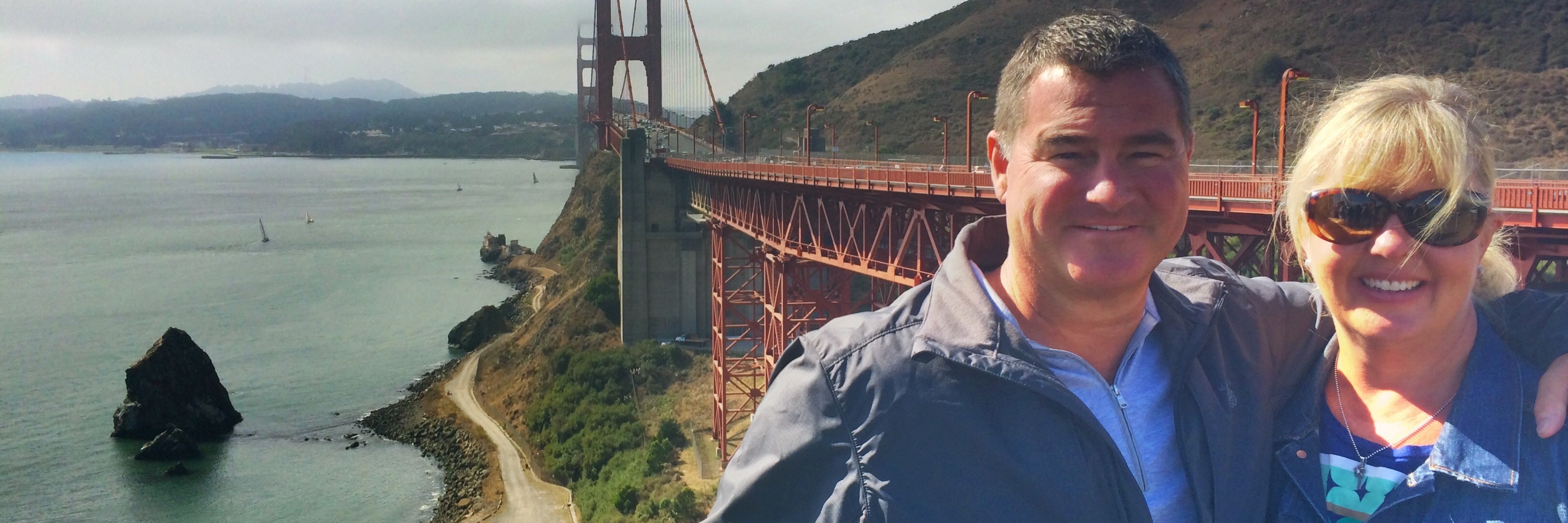 Opening Up, Telling Others About Charcot-Marie-Tooth Disease joy aldrich and husband at golden gate bridge