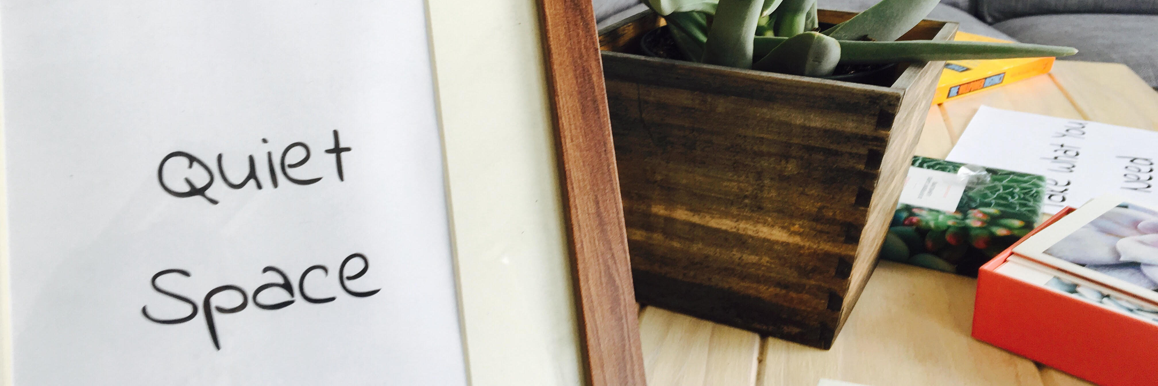 Alexandra Meyer's Mental Health Pop Up Makes Therapy Accessible Sign from the Pop Up that says "Quiet Space"