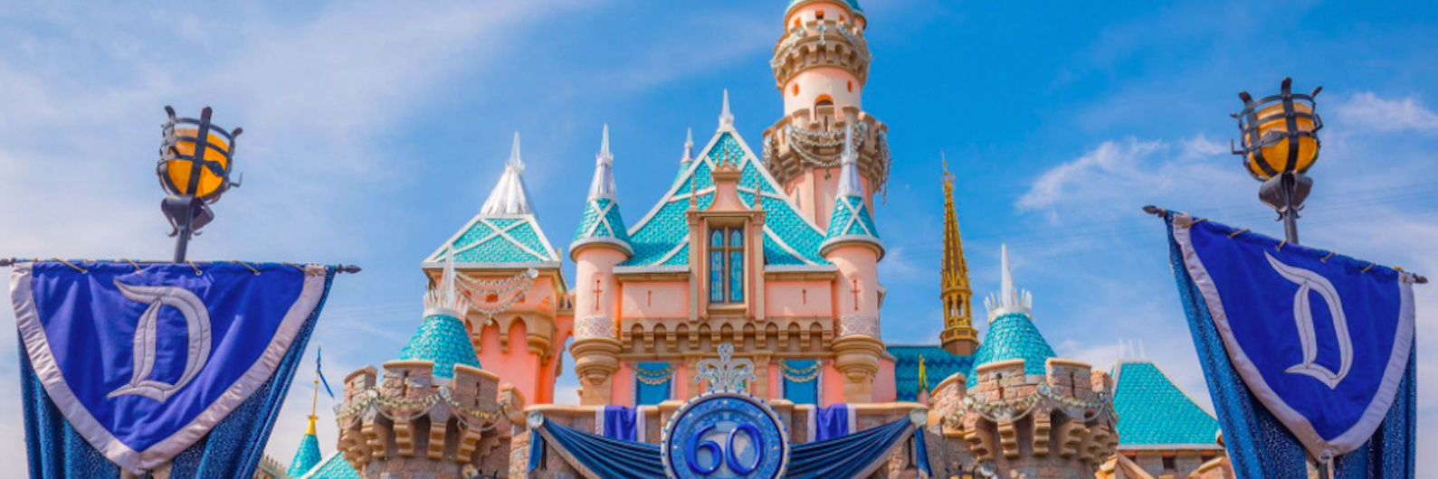 Disneyland castle with blue sky in background