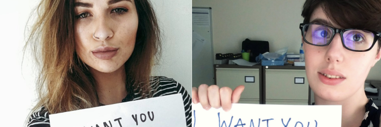 Time to Change's Hashtag #Iwantyoutoknow Talks About Mental Illness Two women holding up "I want you to know" signs