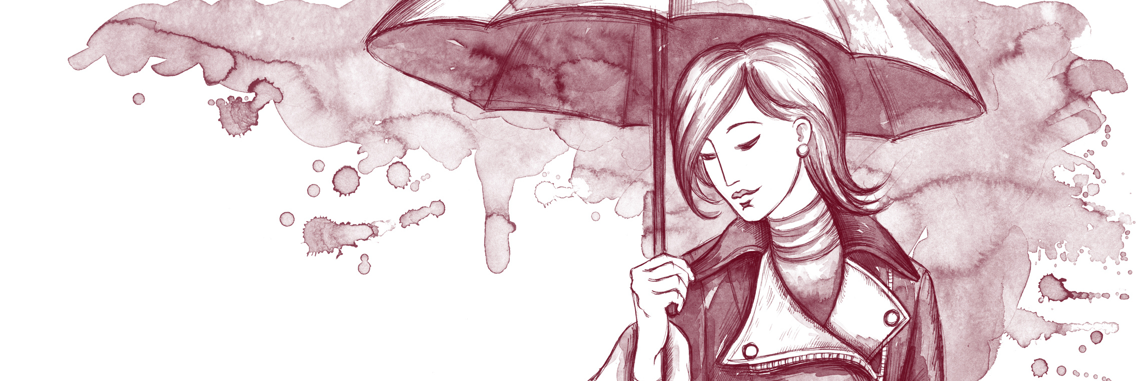 Always Learning New Things About Hypermobile Ehlers-Danlos Syndrome watercolor painting of a woman holding an umbrella