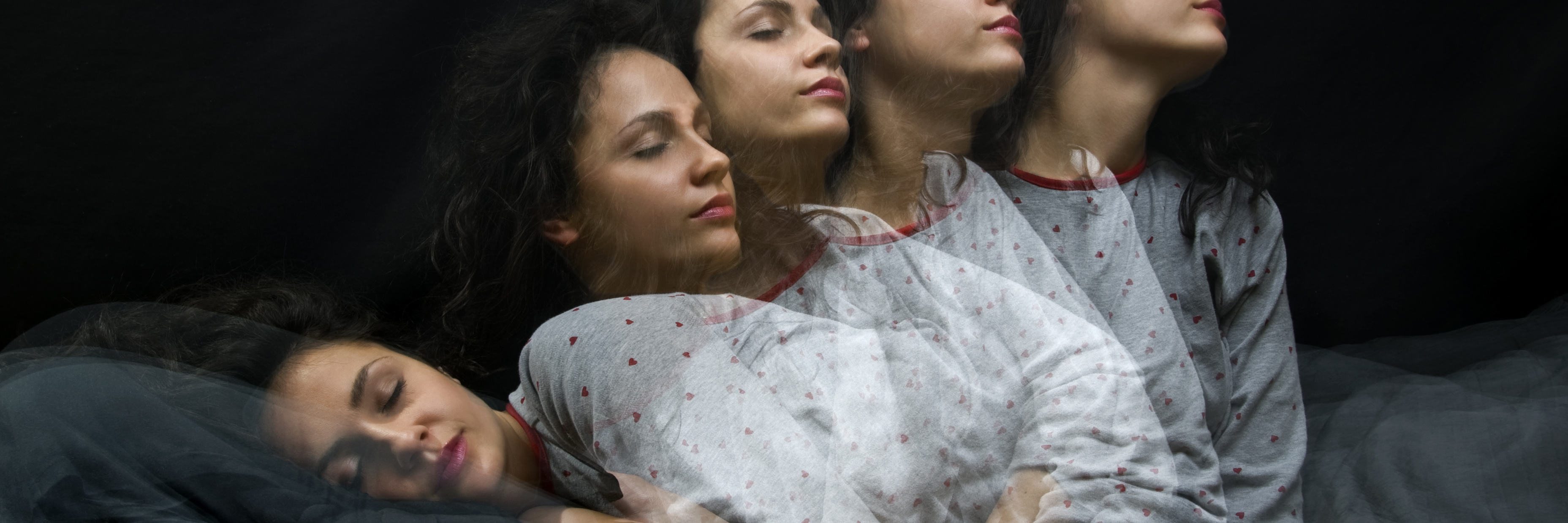 When You're Living in a Constant State of Sleep Deprivation Multi-exposure of woman sleeping and waking up.