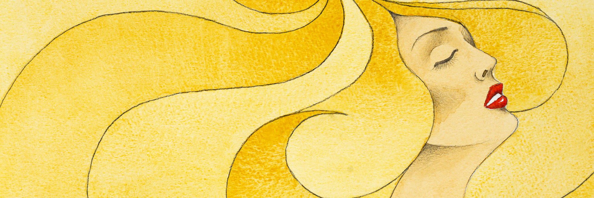 Positive Aspects of Having Ulcerative Colitis drawing of a woman with long waving blonde hair