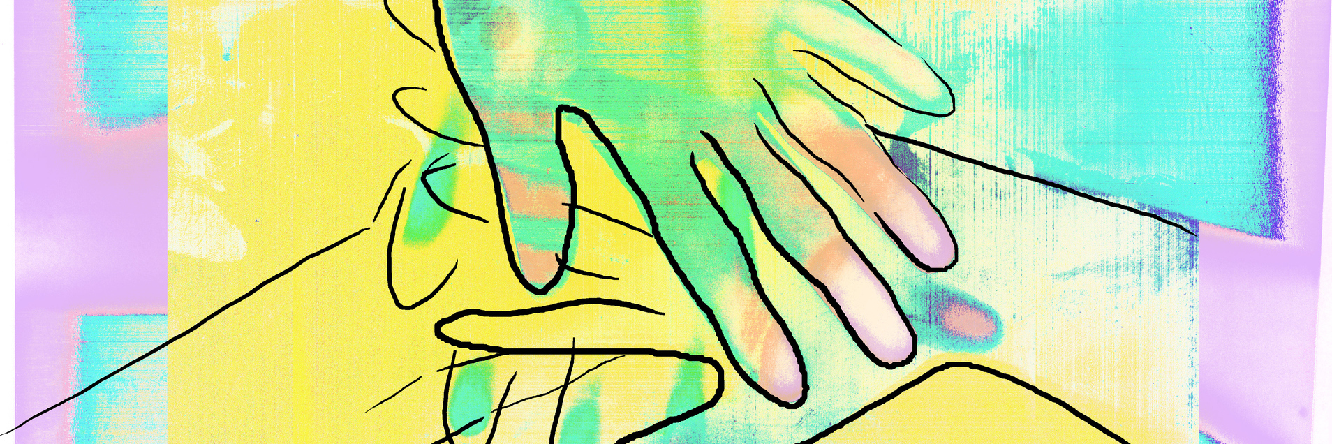 How to Be Helpful and Supportive to a Person With Chronic Illness drawing of overlapping hands on colorful background