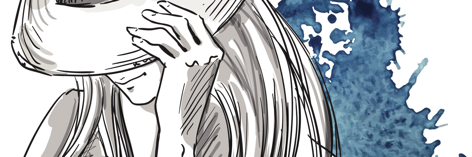 New Daily Persistent Headache: Not Feeling as Strong as You Appear illustration of a woman covering her face with her hat