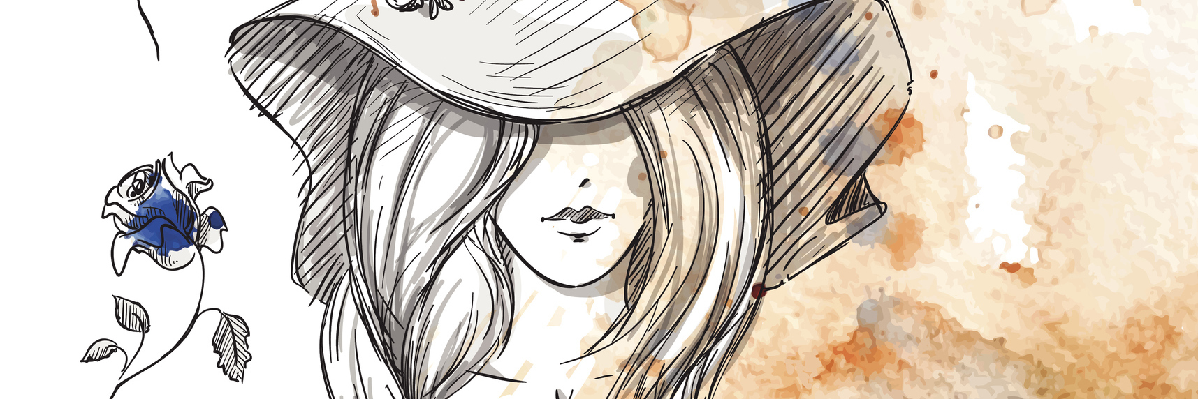 watercolor image of a girl wearing a hat
