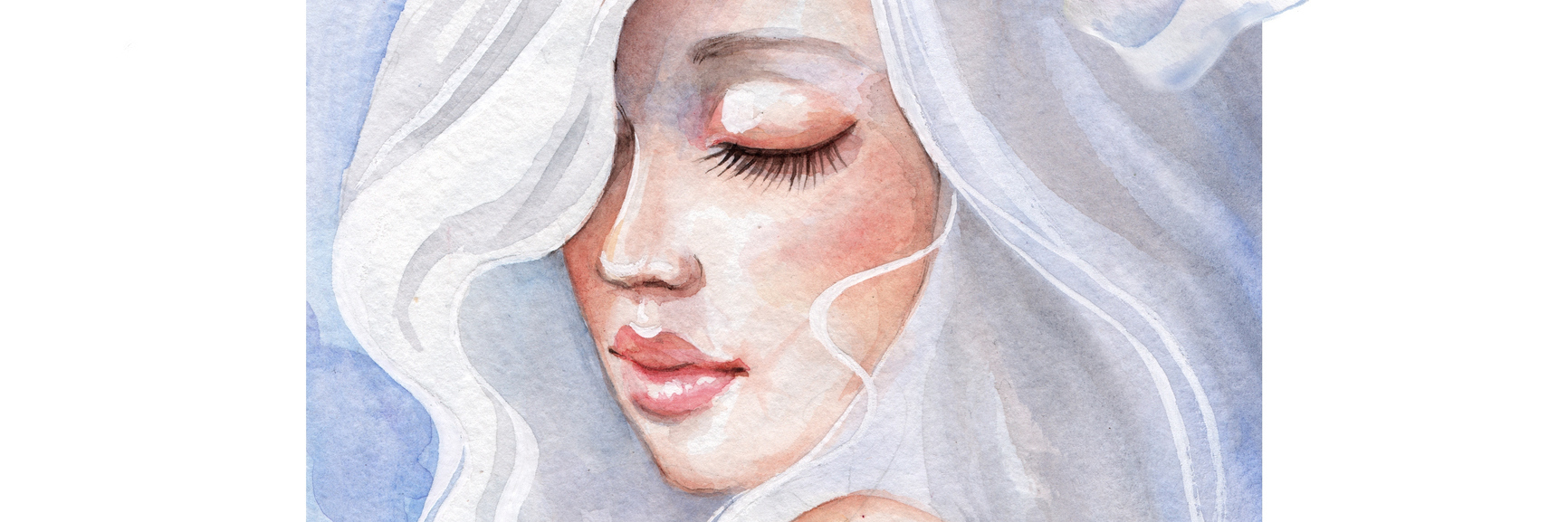 Learning to Forgive Yourself With Chronic Illness watercolor painting of a woman with white flowers in her hair