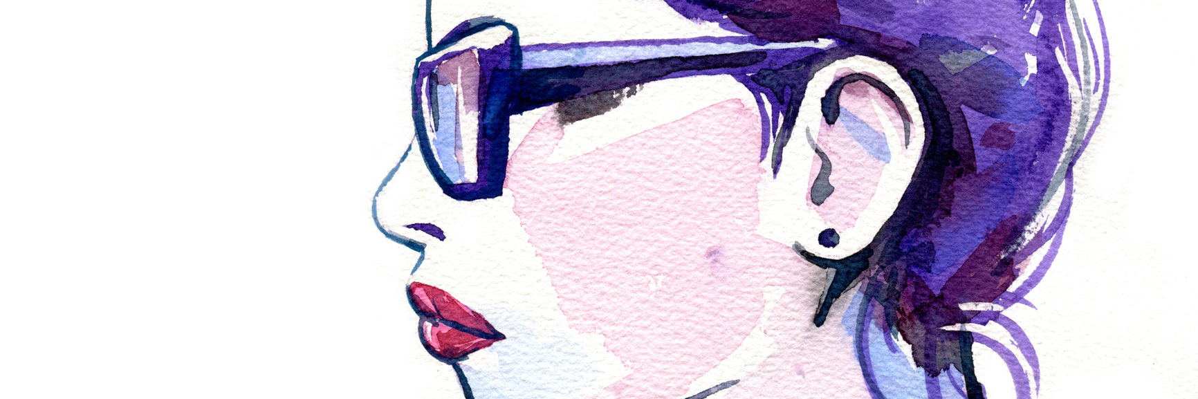 watercolor painting of a woman with sunglasses