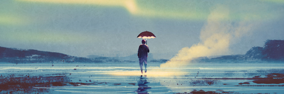 illustration of a man holding an umbrella