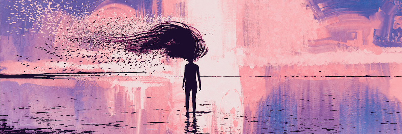 My Anxiety Is Anything but Small illustration of a woman on the beach