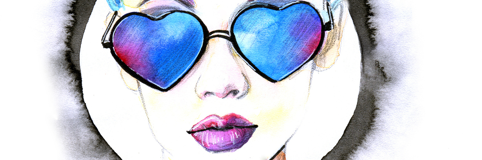 Chronic Illness: We Shouldn't Find Self-Worth in Productivity watercolor painting of a woman with blue hair and heart-shaped glasses